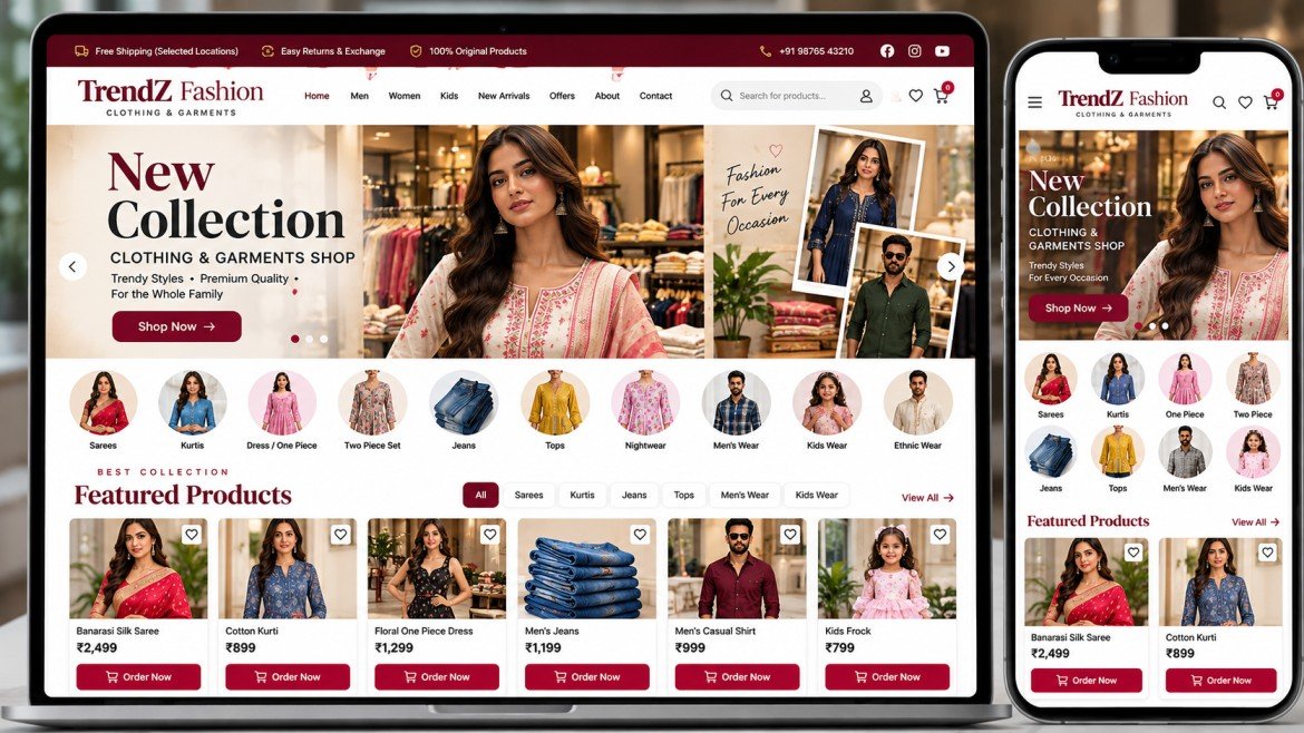 Website preview on laptop and phone