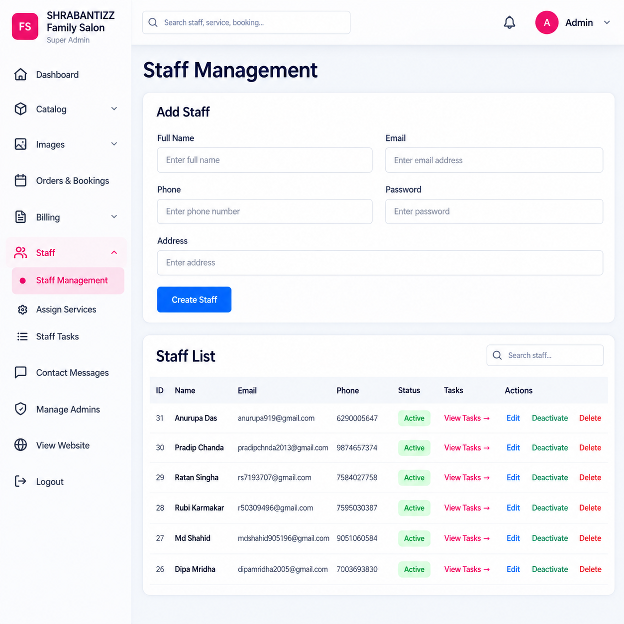 Staff Management